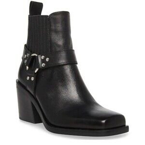 NEW! Women's Steve Madden Wells Black Leather Boots, Size 7.5M